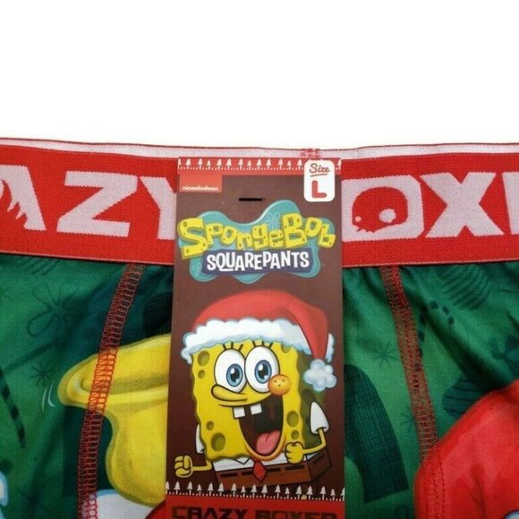 Nickelodeon Mens Large Spongebob Squarepants Christmas Boxer Briefs Crazy Boxer - Picture 2 of 5
